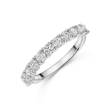Platinum Lab Grown 1ct Round Brilliant Claw Set Diamond Eternity Ring