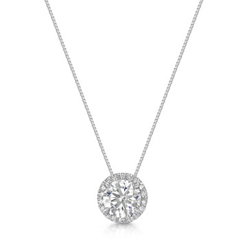Platinum Lab Grown 1.15ct Round Brilliant Diamond Halo Pendant