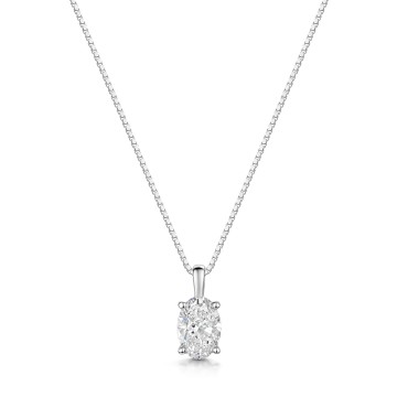 18ct White Gold Lab Grown 0.50ct Oval Diamond Pendant
