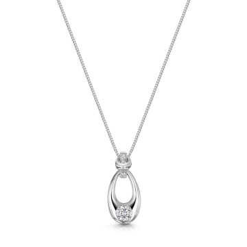 9ct White Gold Round Brilliant 0.25ct Lab Grown Diamond Oval Drop Pendant