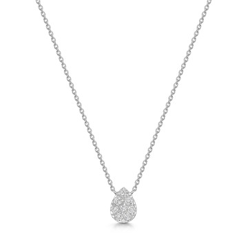 9ct White Gold Round Brilliant 0.08ct Lab Grown Diamond Pear Shape Cluster Pendant