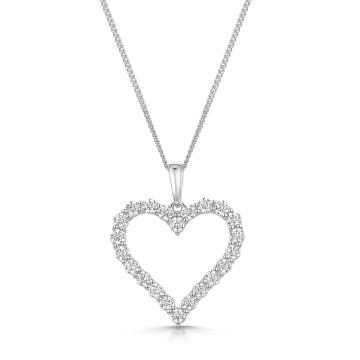 9ct White Gold Round Brilliant 0.50ct Lab Diamond Full Heart Pendant
