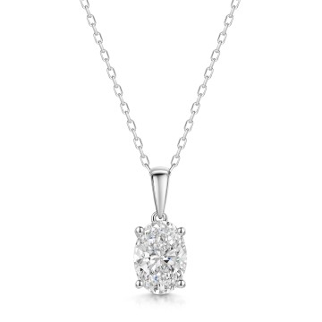 18ct White Gold Oval Cut 2.00ct Lab Grown Diamond Pendant