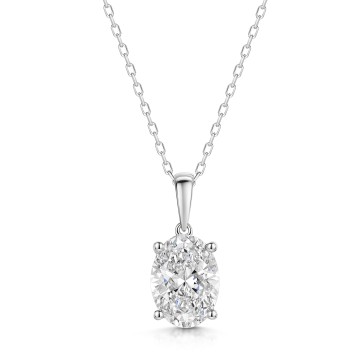 18ct White Gold Oval Cut 3.00ct Lab Grown Diamond Pendant