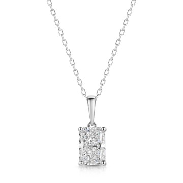 18ct White Gold Radiant Cut 2.00ct Lab Grown Diamond Pendant