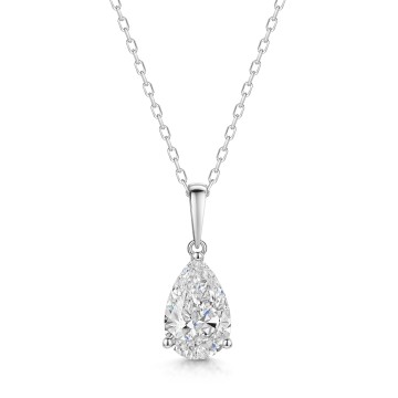 18ct White Gold Pear Shape 2.00ct Lab Grown Diamond Pendant