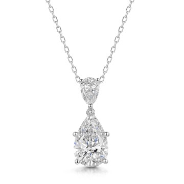 18ct White Gold 3.50ct Lab Grown Pear Cut Diamond Drop Pendant