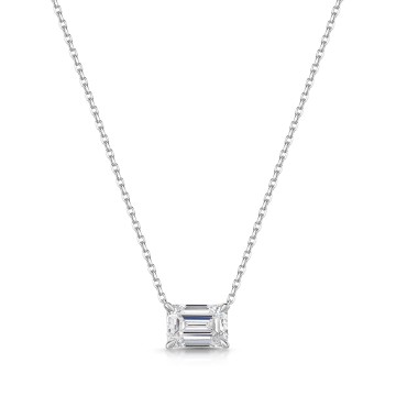 18ct White Gold East to West Emerald Cut 1.00ct Lab Grown Diamond Pendant