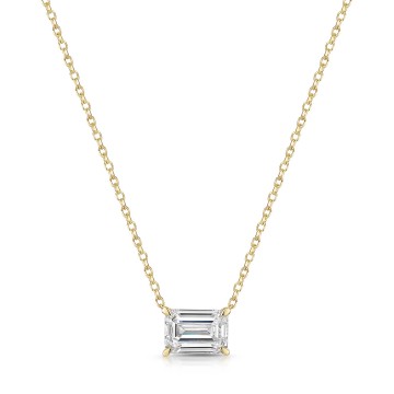 18ct Yellow Gold Emerald Cut 1.00ct Lab Grown Diamond Pendant