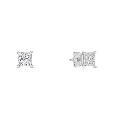 Platinum Lab Grown 1.00ct Princess Cut Diamond Earrings