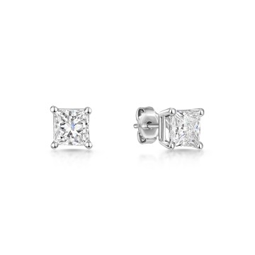 Platinum Princess Cut 1.50ct Lab Grown Diamond Earrings