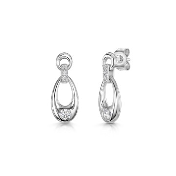9ct White Gold Round Brilliant 0.25ct Lab Grown Diamond Oval Drop Earrings