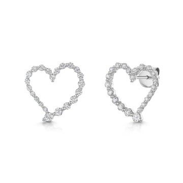 9ct White Gold Round Brilliant 0.60ct Lab Grown Diamond Off Set Full Heart Earrings
