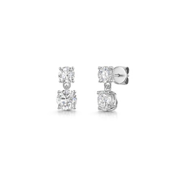 9ct White Gold Round Brilliant 1.50ct Lab Grown Diamond Drop Earrings