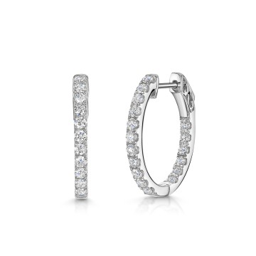 9ct White Gold Round Brilliant 1.15ct Lab Grown Diamond Micro Set Hoop Earrings