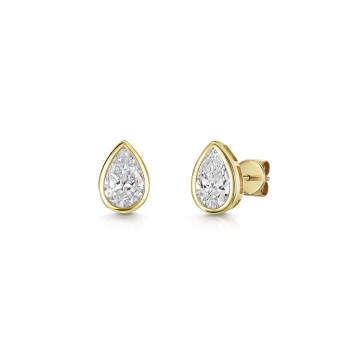 9ct Yellow Gold Pear Shape 1.50ct Lab Grown Diamond Rub Over Earrings