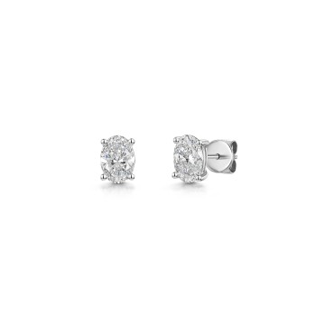 18ct White Gold Oval Cut 1.00ct Lab Grown Diamond Stud Earrings