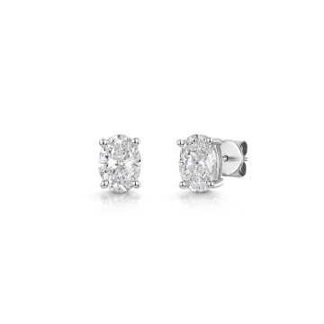 18ct White Gold Oval Cut 2.00ct Lab Grown Diamond Stud Earrings