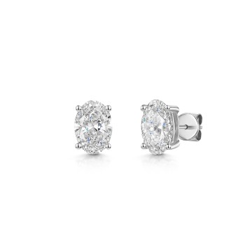 18ct White Gold Oval 3.00ct Lab Grown Diamond Stud Earrings