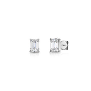 18ct White Gold Emerald Cut 1.50ct Lab Grown Diamond Stud Earrings