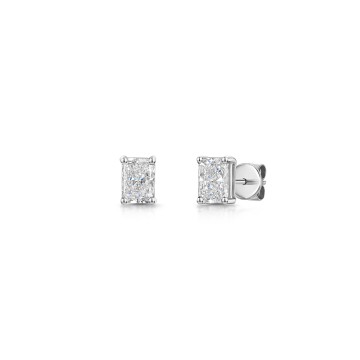 18ct White Gold Radiant Cut 1.00ct Lab Grown Diamond Stud Earrings