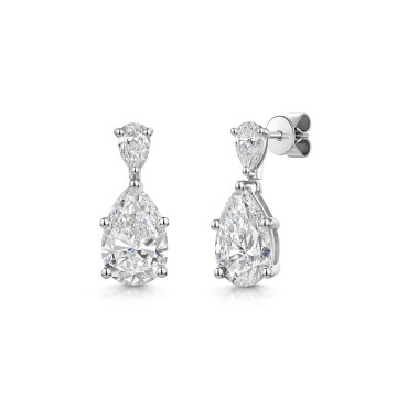 18ct White Gold 4.50ct Lab Grown Pear Cut Diamond Drop Earrings