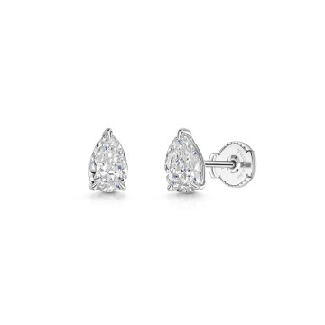 18ct White Gold Pear Shape 1.40ct Lab Grown Diamond 3 Claw Solitaire Earrings