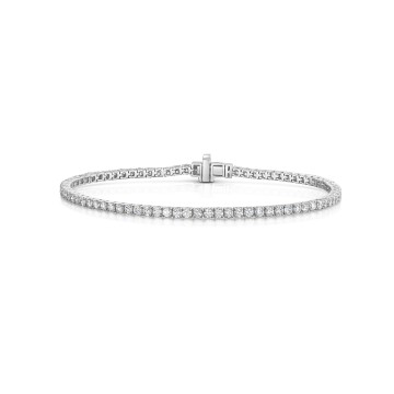 18ct White Gold Round Brilliant 3.00ct Lab Grown Diamond 4 Claw Tennis Bracelet