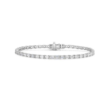 18ct White Gold Emerald Cut 7.00ct Lab Grown Diamond Tennis Bracelet