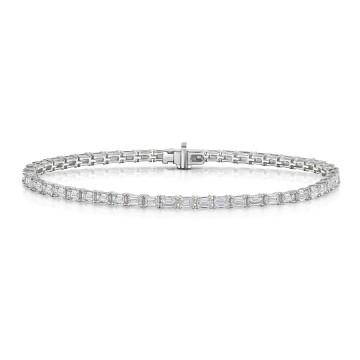 18ct White Gold Emerald Cut 5ct Lab Grown Diamond Bracelet