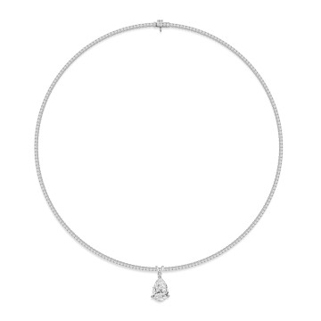 18ct White Gold 5ct Lab Grown Diamond Tennis Necklet With 3ct Pear Shape Drop