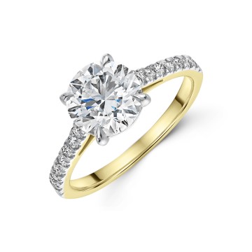 18ct Yellow Gold Lab Grown 2.25ct Round Brilliant Diamond Shoulders Ring