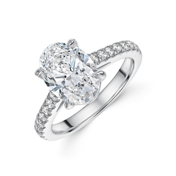 Platinum Lab Grown 2.00ct Oval Diamond Shoulders Ring