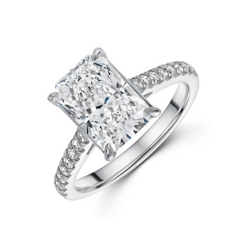 Platinum Lab Grown 3.25ct Radiant Cut Diamond Solitaire Ring