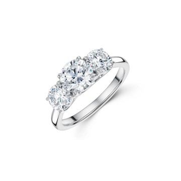 Platinum Round Brilliant Cut 2.00ct Lab Grown Diamond 3 Stone Ring