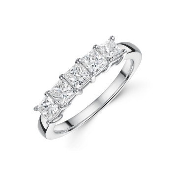 Platinum Lab Grown 1.00ct Princess Claw Set Diamond Eternity Ring