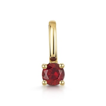 9ct Yellow Gold Round Brilliant Garnet Solitaire Pendant Charm