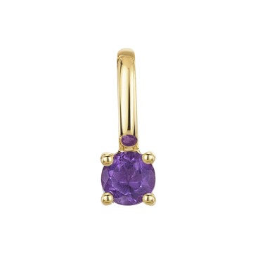 9ct Yellow Gold Round Brilliant Amethyst Solitaire Pendant Charm