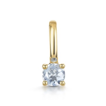 9ct Yellow Gold Round Brilliant Aquamarine Solitaire Pendant Charm