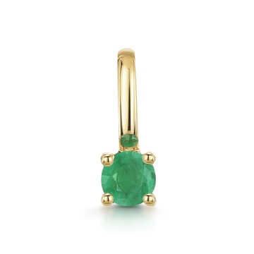 9ct Yellow Gold Round Brilliant Emerald Solitaire Solitaire Pendant Charm