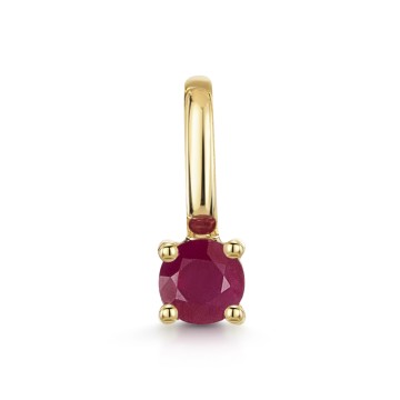 9ct Yellow Gold Round Brilliant Ruby Solitaire Pendant Charm