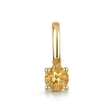 9ct Yellow Gold Round Brilliant Citrine Solitaire Pendant Charm