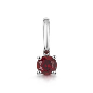 9ct White Gold Round Brilliant Garnet Solitaire Pendant Charm