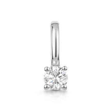 9ct White Gold Round Brilliant Lab Grown Diamond Solitaire Pendant Charm