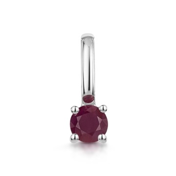 9ct White Gold Round Brilliant Ruby Solitaire Pendant Charm