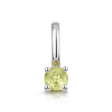 9ct White Gold Round Brilliant Peridot Solitaire Pendant Charm