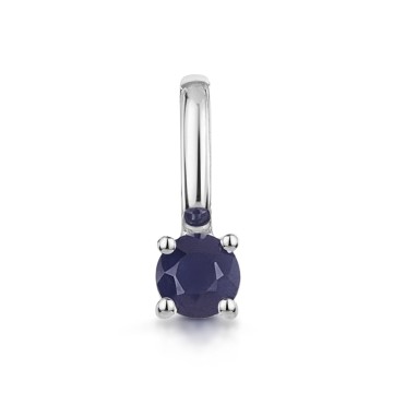 9ct White Gold Round Brilliant Blue Sapphire Solitaire Pendant Charm