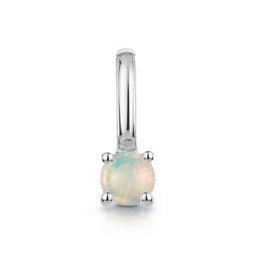 9ct White Gold Round Brilliant Opal Solitaire Pendant Charm