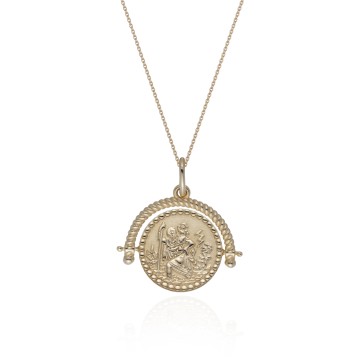 Yellow Gold Plated St. Christopher Coin Pendant