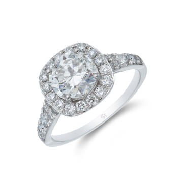 Platinum Brilliant Cut 1.30ct Diamond Solitaire Halo Ring